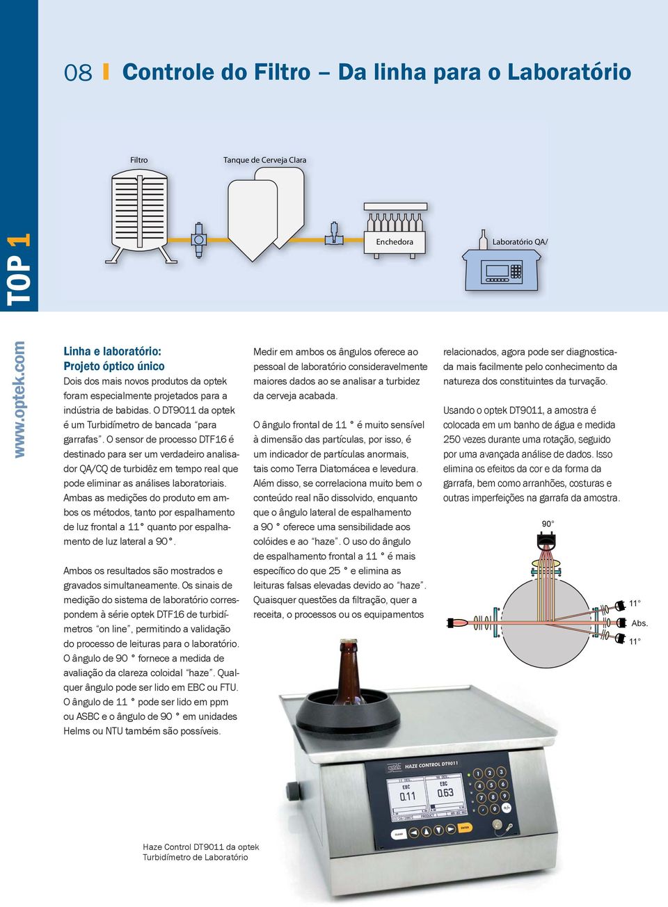 O DT9011 da optek é um Turbidímetro de bancada para garrafas.