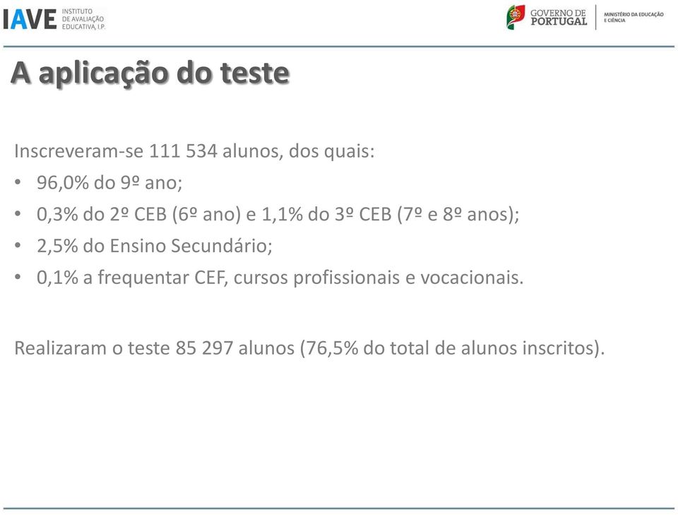 Ensino Secundário; 0,1% a frequentar CEF, cursos profissionais e