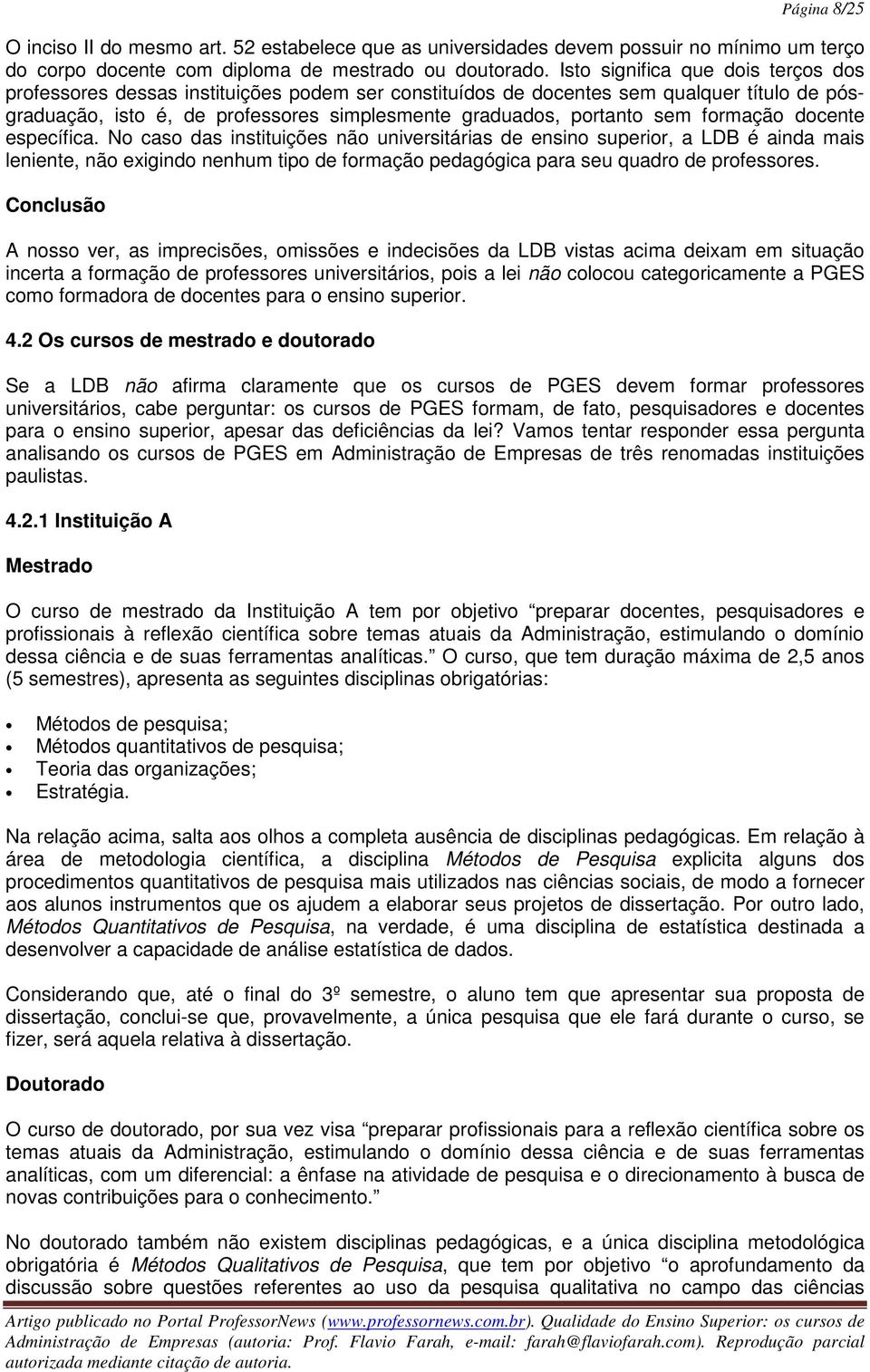 formação docente específica.