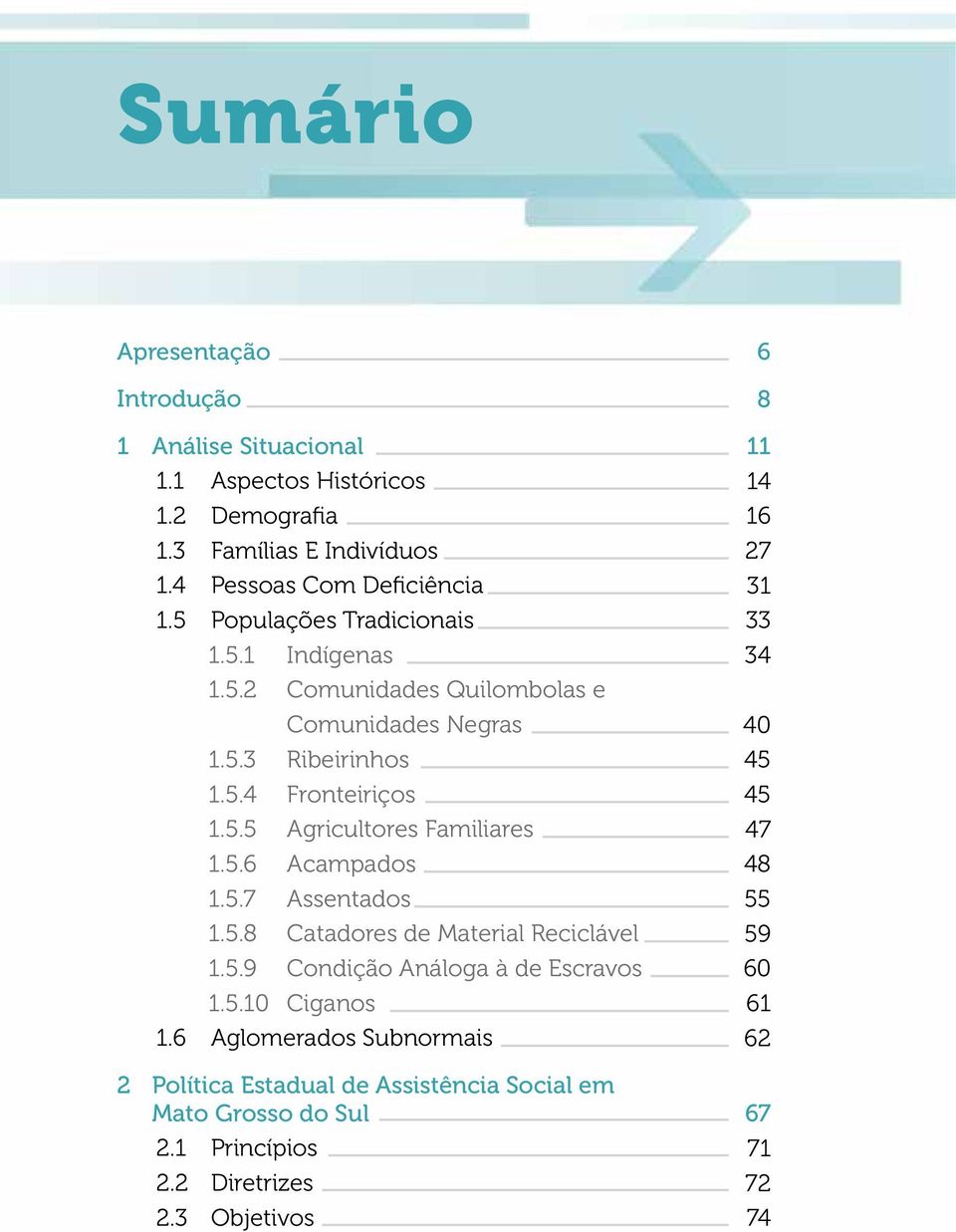 5.6 Acampados 1.5.7 Assentados 1.5.8 Catadores de Material Reciclável 1.5.9 Condição Análoga à de Escravos 1.5.10 Ciganos 1.