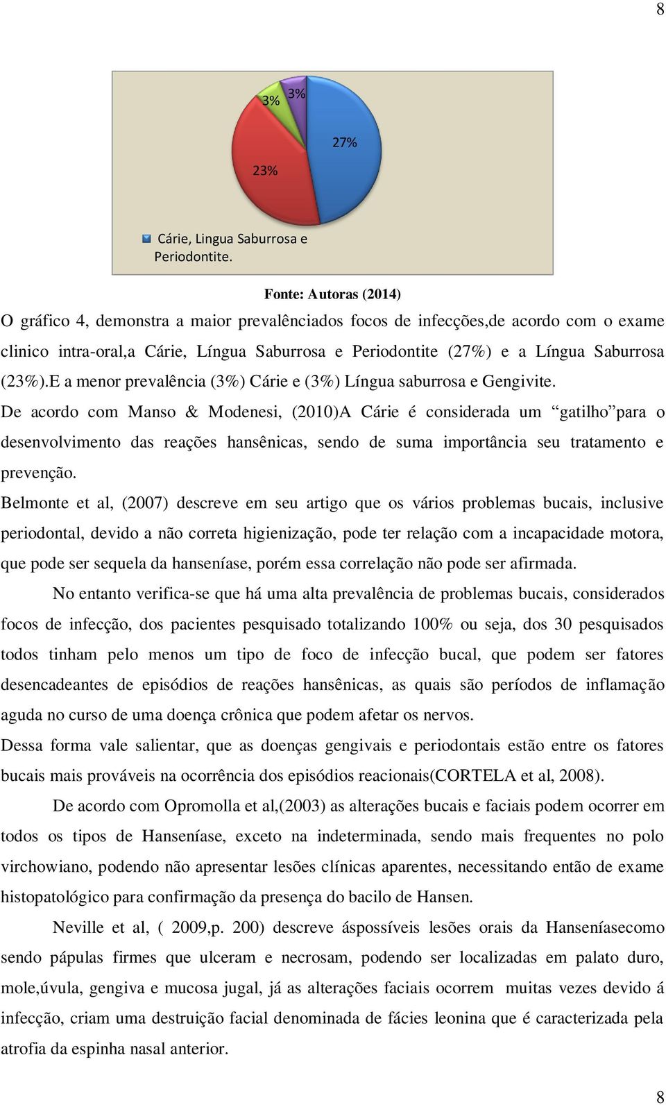 De acordo com Manso & Modenesi, (2010)A Cárie é considerada um gatilho para o desenvolvimento das reações hansênicas, sendo de suma importância seu tratamento e prevenção.