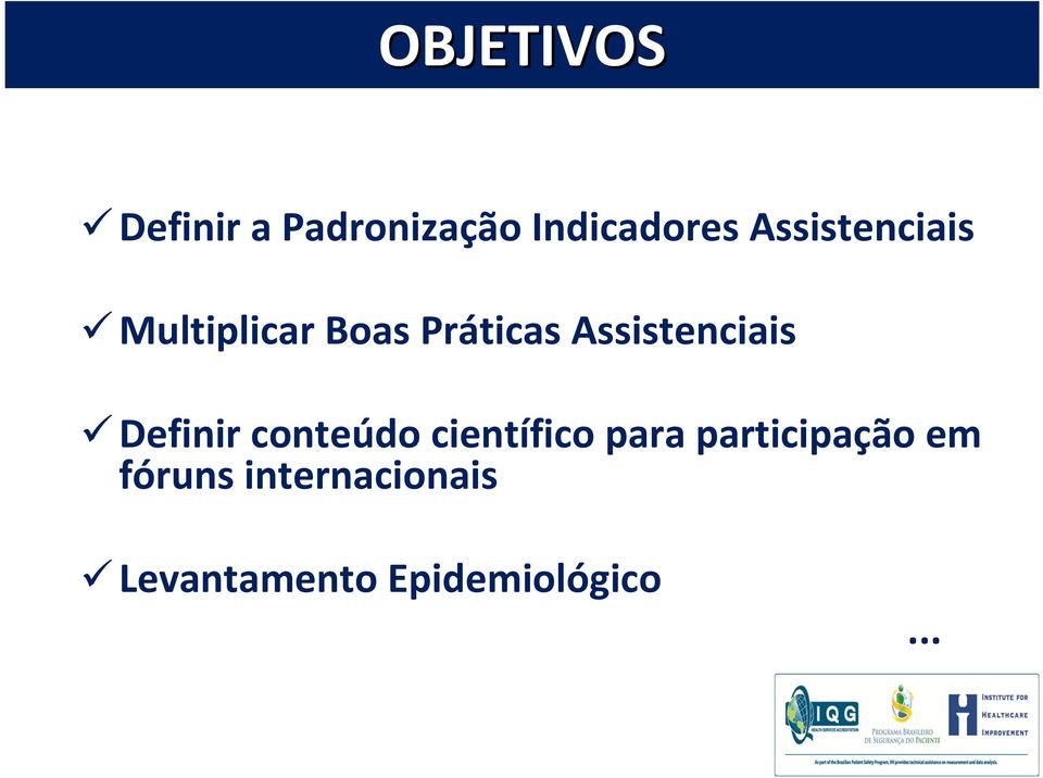 Assistenciais Definir conteúdo científico para