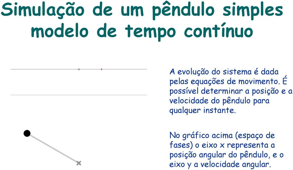 É possível determinar a posição e a velocidade do pêndulo para qualquer