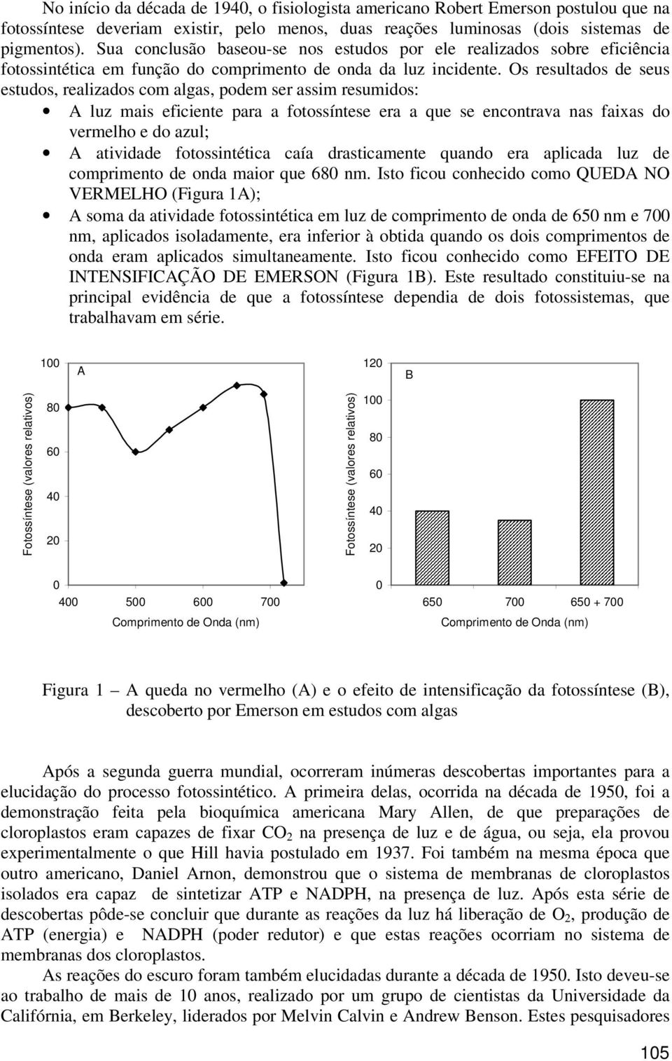 Os resultados de seus estudos, realizados com algas, podem ser assim resumidos: A luz mais eficiente para a fotossíntese era a que se encontrava nas faixas do vermelho e do azul; A atividade