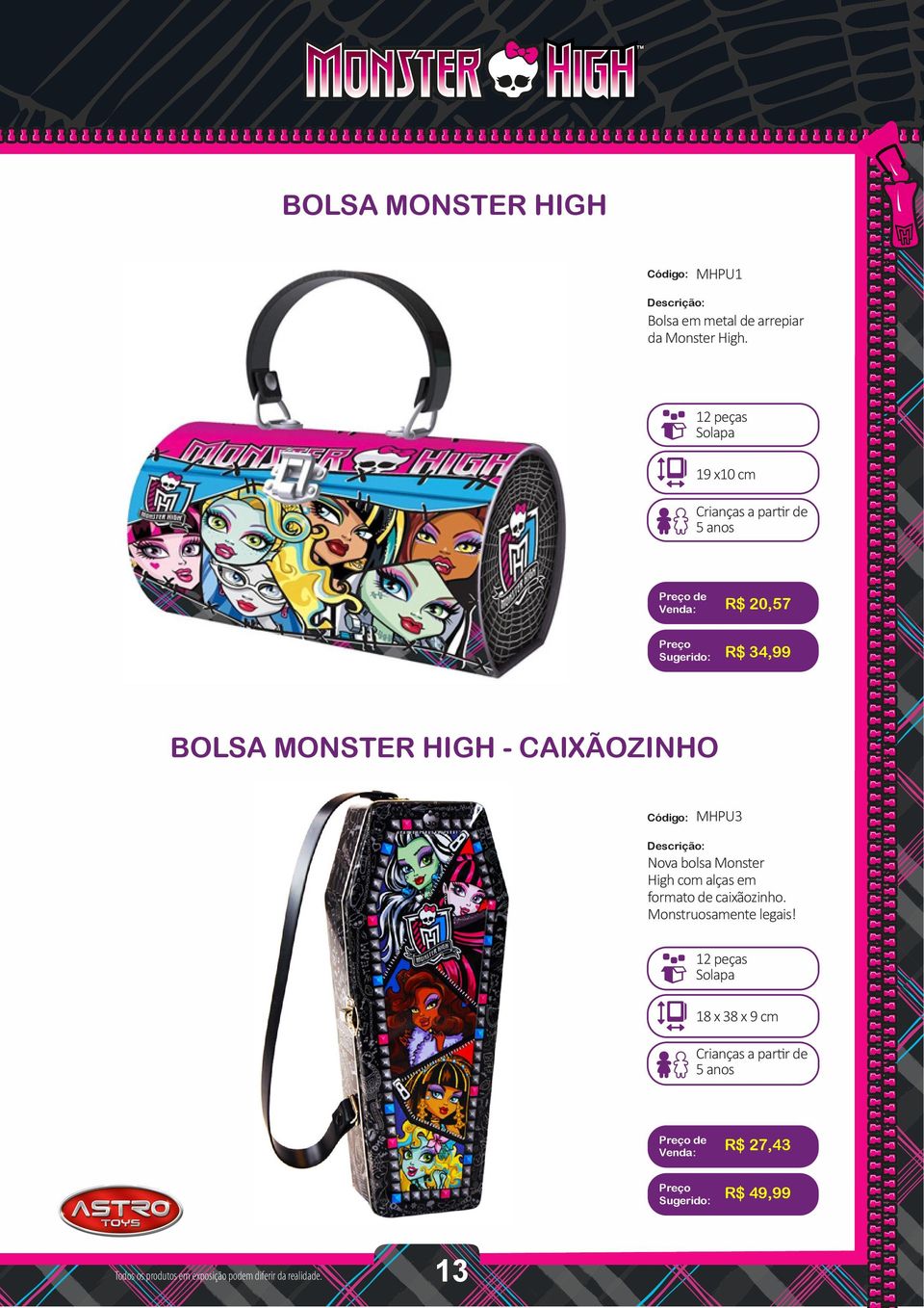 CAIXÃOZINHO MHPU3 Nova bolsa Monster High com alças em formato de