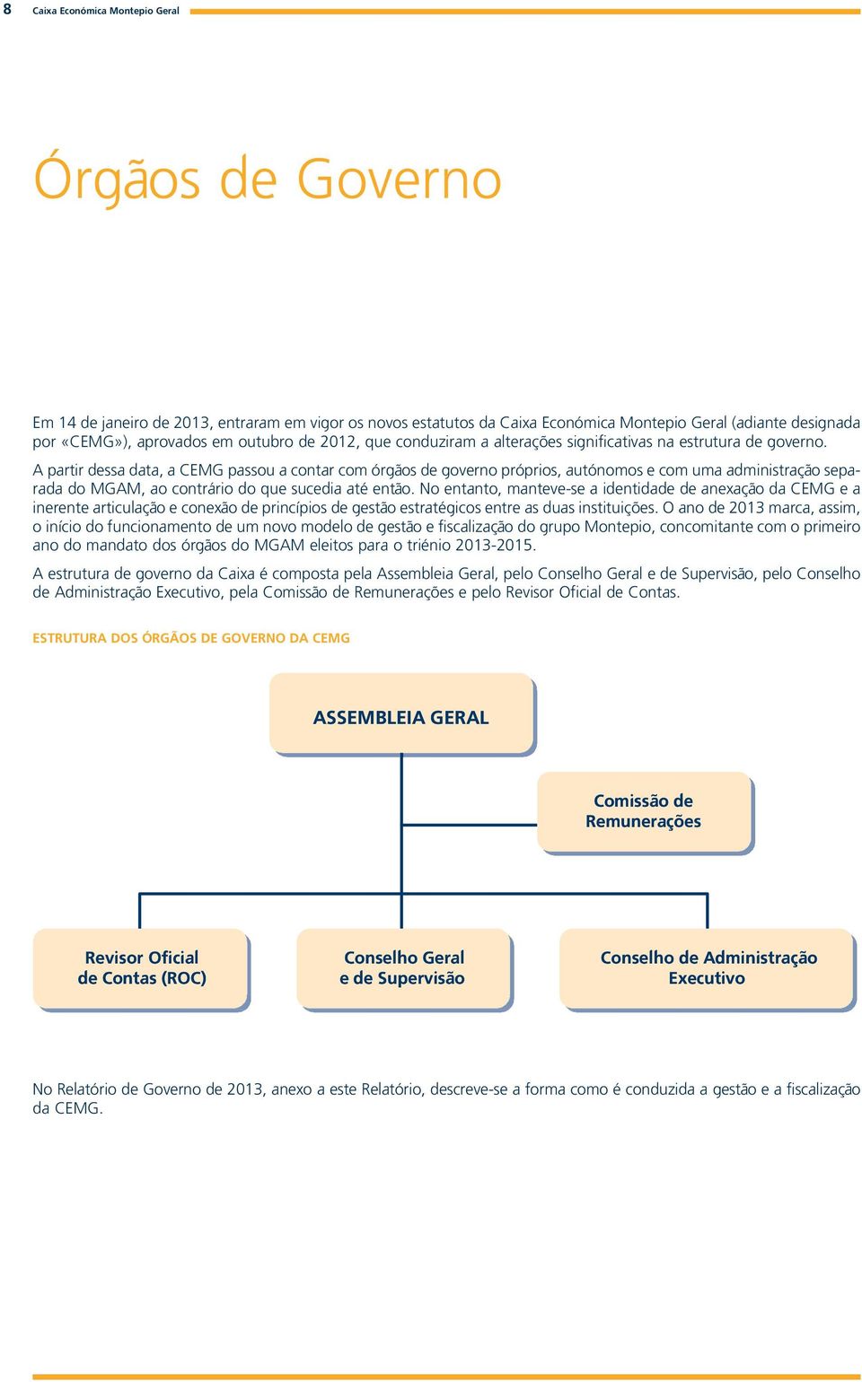 A partir dessa data, a CEMG passou a contar com órgãos de governo próprios, autónomos e com uma administração separada do MGAM, ao contrário do que sucedia até então.