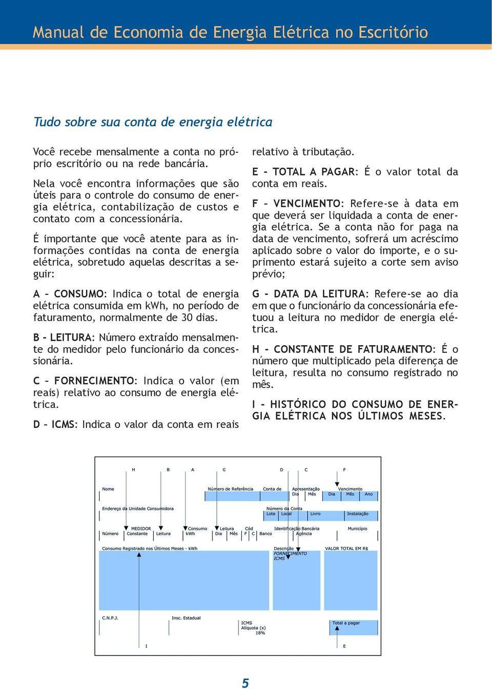 É importante que você atente para as informações contidas na conta de energia elétrica, sobretudo aquelas descritas a seguir: A CONSUMO: Indica o total de energia elétrica consumida em kwh, no