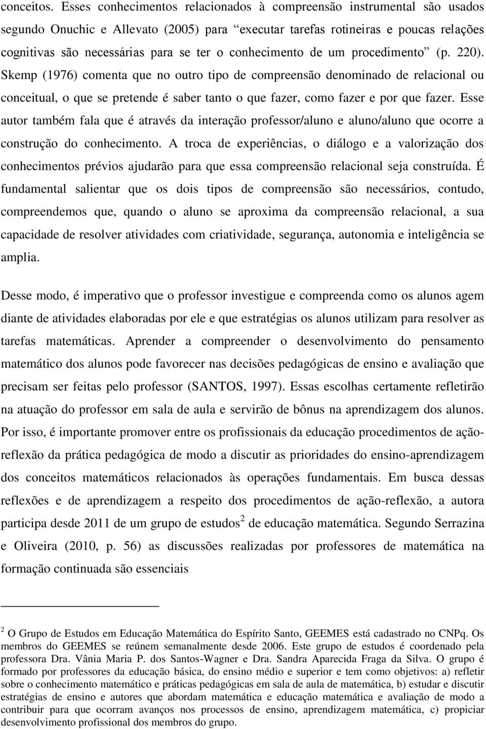 conhecimento de um procedimento (p. 220).