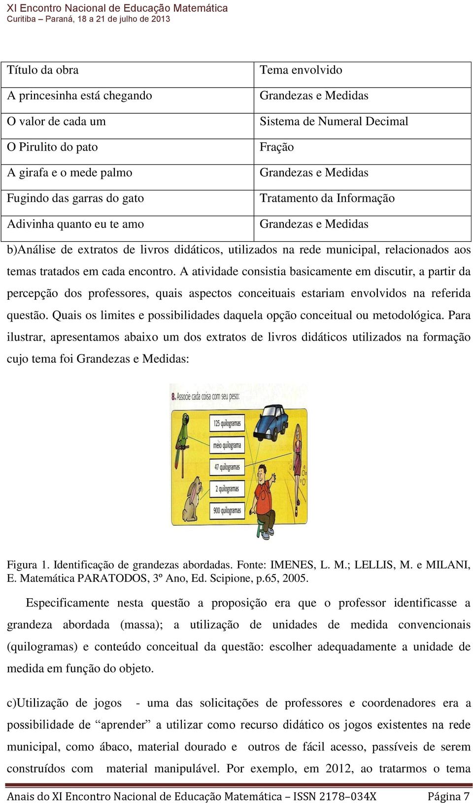 tratados em cada encontro. A atividade consistia basicamente em discutir, a partir da percepção dos professores, quais aspectos conceituais estariam envolvidos na referida questão.