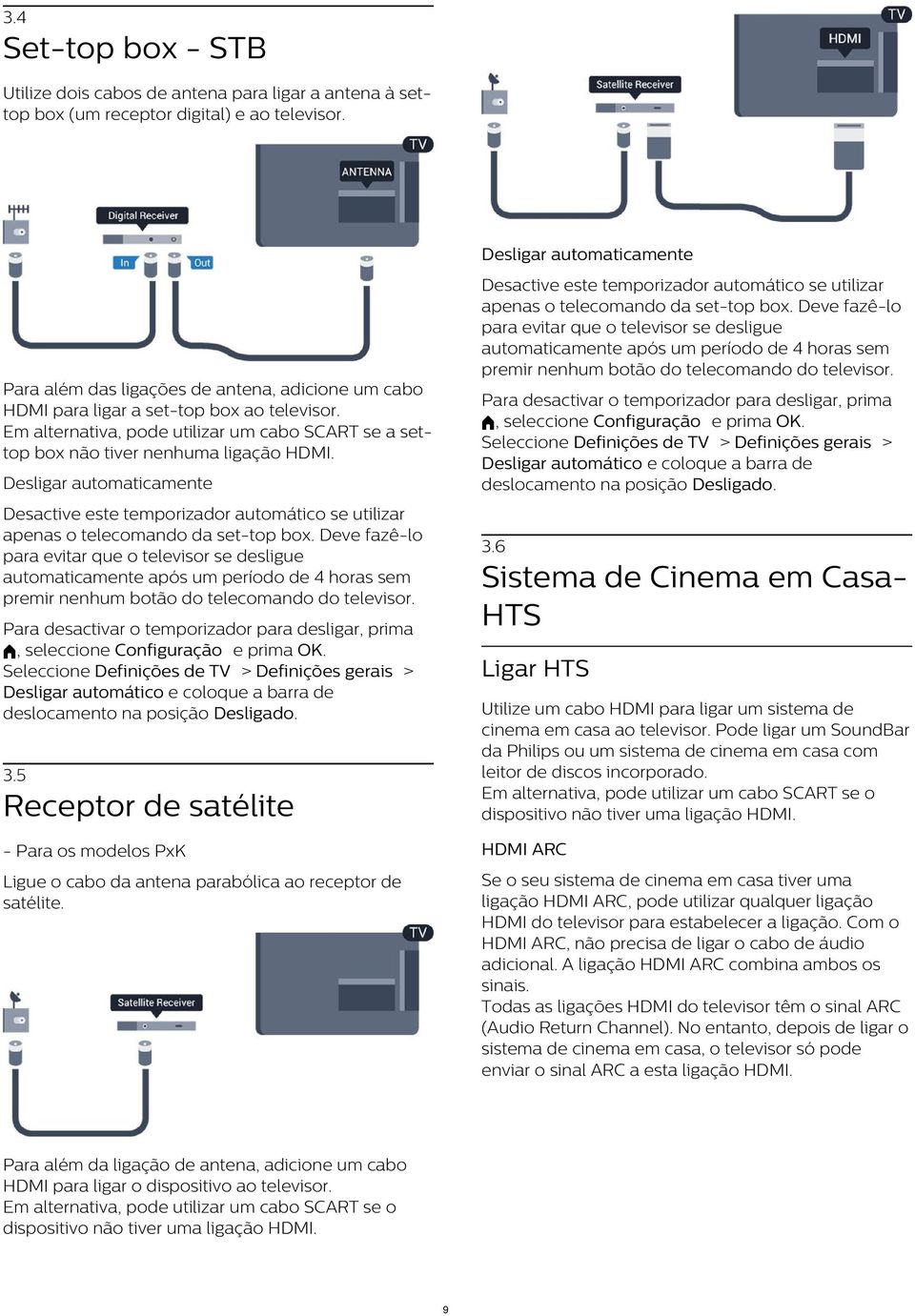 Desligar automaticamente Desactive este temporizador automático se utilizar apenas o telecomando da set-top box.