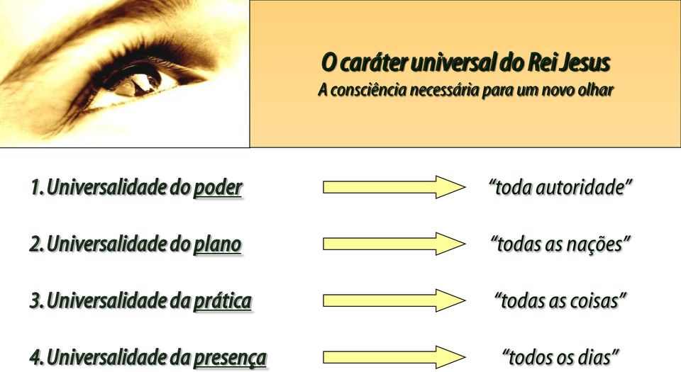 Universalidade do plano 3. Universalidade da prática 4.