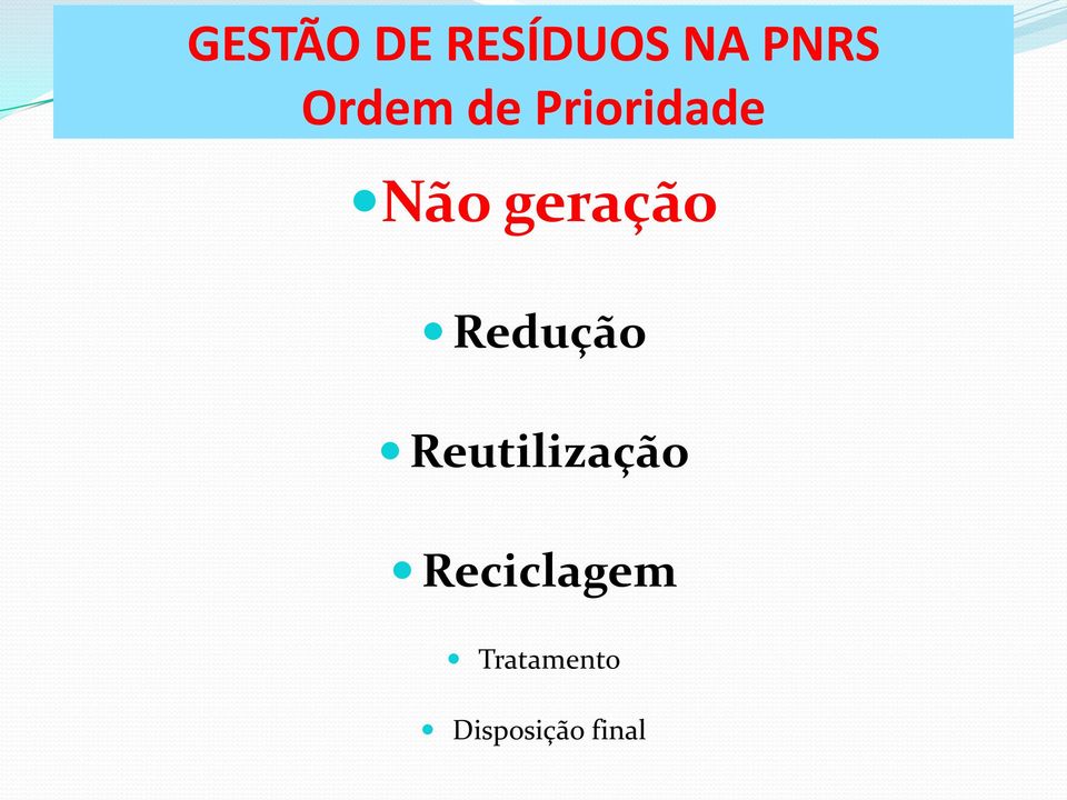 geração Redução Reutilização