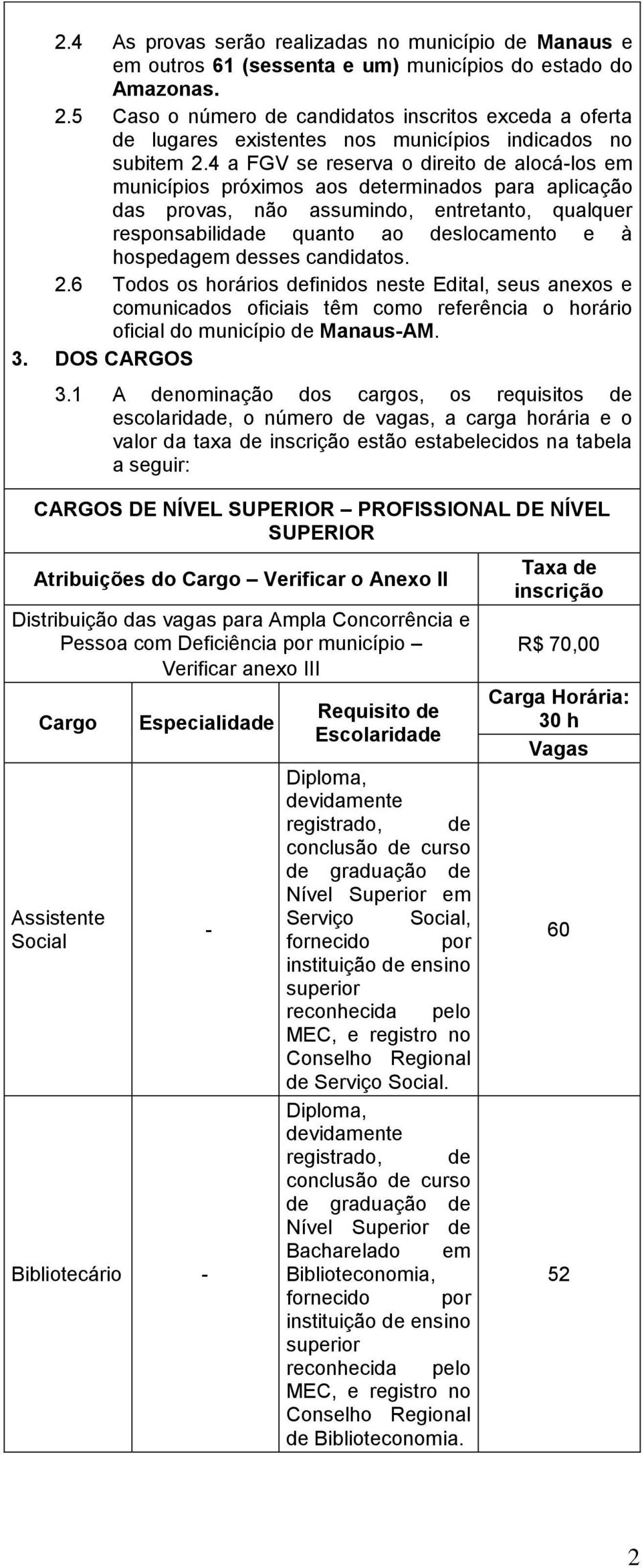 4 a FGV se reserva o direito de alocá-los em municípios próximos aos determinados para aplicação das provas, não assumindo, entretanto, qualquer responsabilidade quanto ao deslocamento e à hospedagem