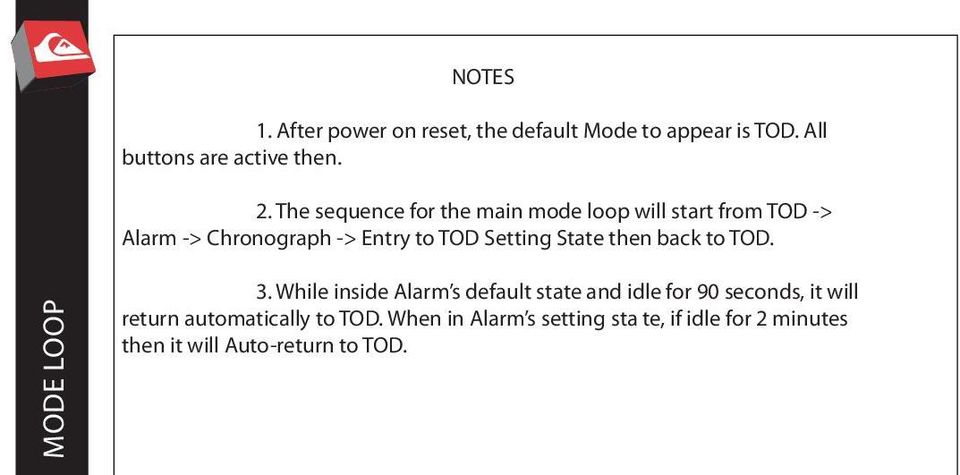 State then back to TOD. MODE LOOP 3.