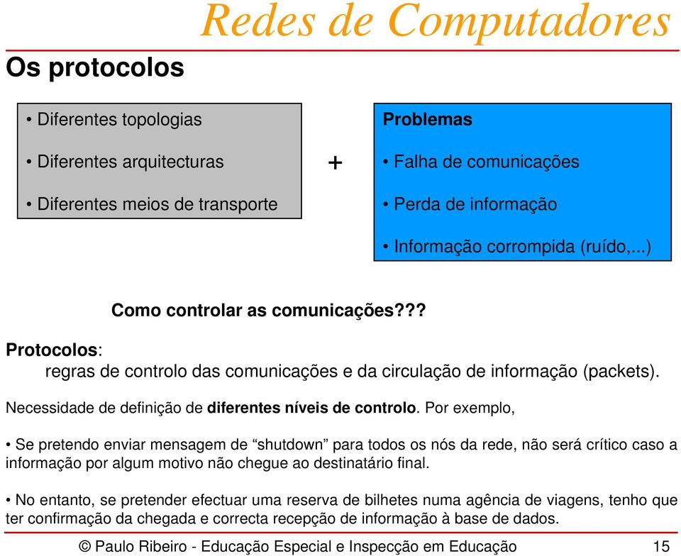 Por exemplo, Se pretendo enviar mensagem de shutdown para todos os nós da rede, não será crítico caso a informação por algum motivo não chegue ao destinatário final.