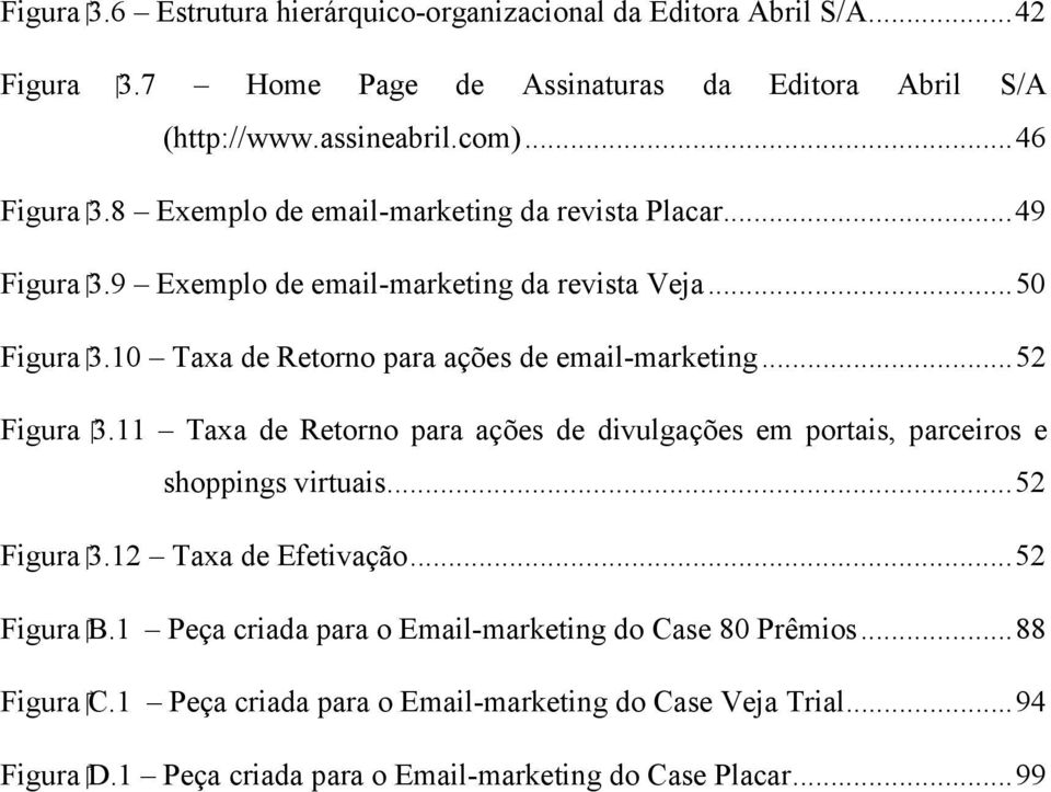 ..52 Figura 3.11 Taxa de Retorno para ações de divulgações em portais, parceiros e shoppings virtuais...52 Figura 3.12 Taxa de Efetivação...52 Figura B.