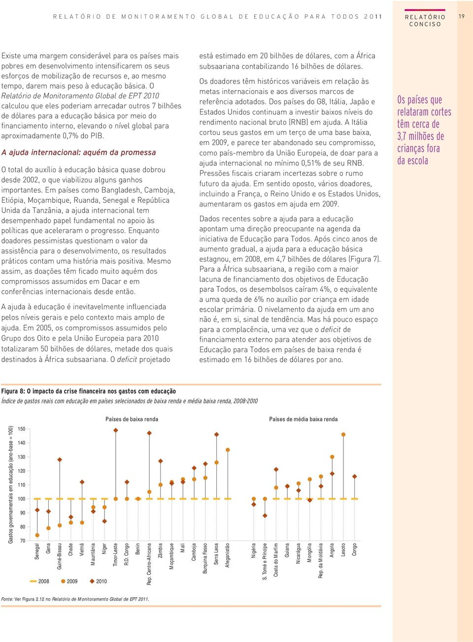 O Relatório de Monitoramento Global de EPT 2010 calculou que eles poderiam arrecadar outros 7 bilhões de dólares para a educação básica por meio do financiamento interno, elevando o nível global para