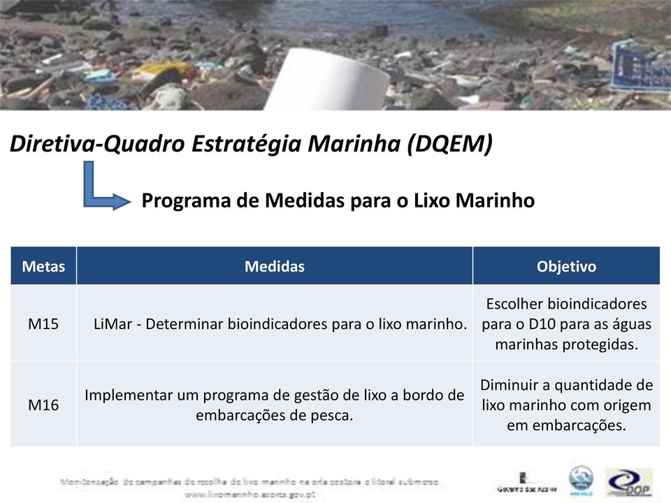 Implementar um programa de gestão de lixo a bordo de embarcações de pesca.