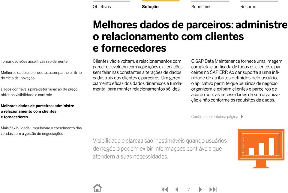 O SAP Data Maintenance fornece uma imagem completa e unificada de todos os clientes e parceiros no SAP ERP.