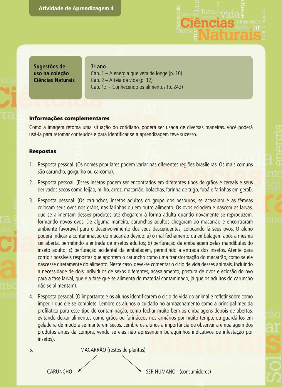 Você poderá usá la para retomar conteúdos e para identificar se a aprendizagem teve sucesso. Respostas 1. Resposta pessoal. (Os nomes populares podem variar nas diferentes regiões brasileiras.