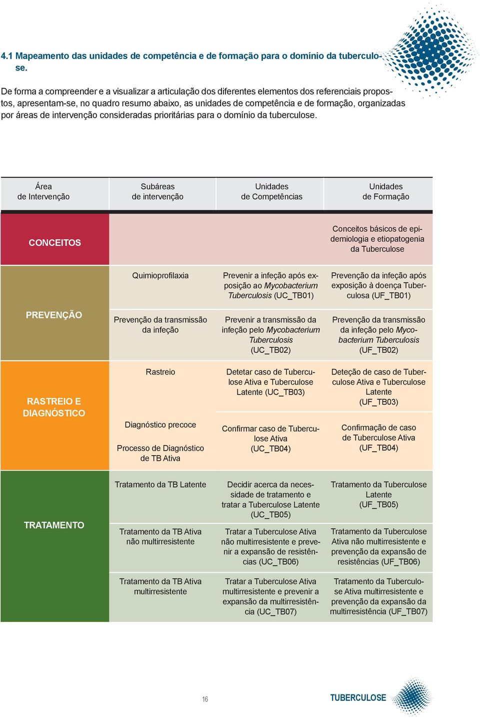 por áreas de intervenção consideradas prioritárias para o domínio da tuberculose.