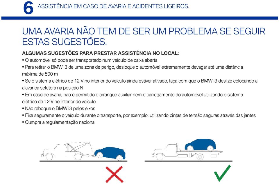 devagar até uma distância máxima de 500 m Se o sistema elétrico de 12 V no interior do veículo ainda estiver ativado, faça com que o BMW i3 deslize colocando a alavanca seletora na posição N Em caso