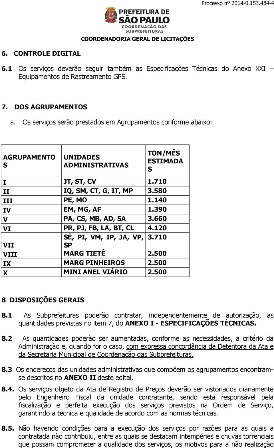 140 IV EM, MG, AF 1.390 V PA, CS, MB, AD, SA 3.660 VI PR, PJ, FB, LA, BT, CL 4.120 SÉ, PI, VM, IP, JA, VP, SP 3.710 VII VIII MARG TIETÊ 2.500 IX MARG PINHEIROS 2.500 X MINI ANEL VIÁRIO 2.