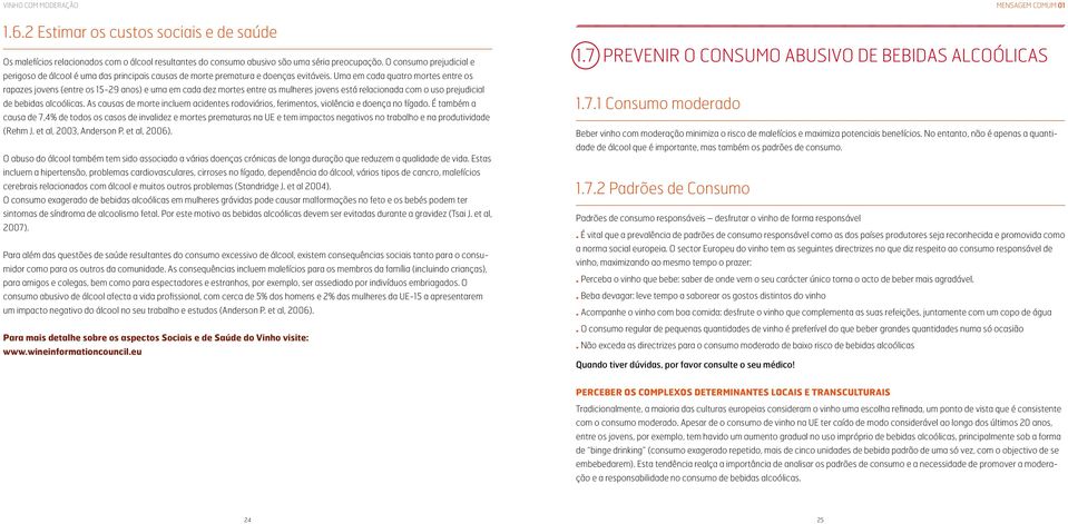 Uma em cada quatro mortes entre os rapazes jovens (entre os 15-29 anos) e uma em cada dez mortes entre as mulheres jovens está relacionada com o uso prejudicial de bebidas alcoólicas.