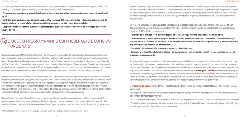 Contribuir para a prevenção do consumo abusivo e/ou excessivo de bebidas alcoólicas, reduzindo o uso impróprio do álcool e ajudar os jovens e adultos a tomar decisões responsáveis e esclarecidas