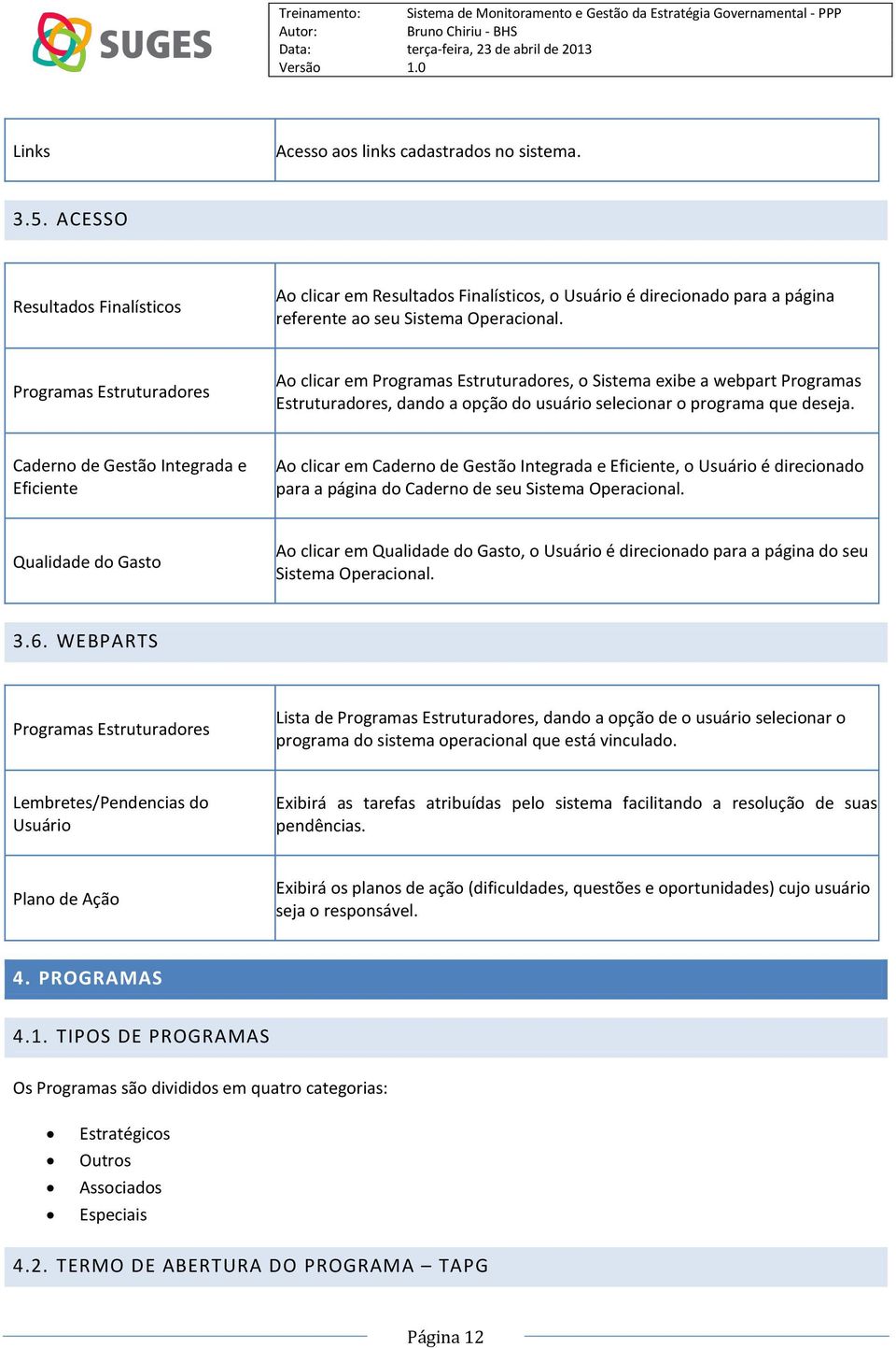 Caderno de Gestão Integrada e Eficiente Ao clicar em Caderno de Gestão Integrada e Eficiente, o Usuário é direcionado para a página do Caderno de seu Sistema Operacional.