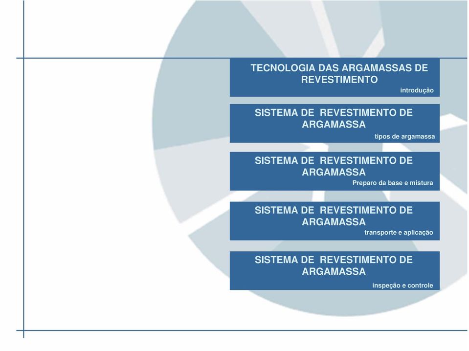 ARGAMASSA Preparo da base e mistura SISTEMA DE REVESTIMENTO DE