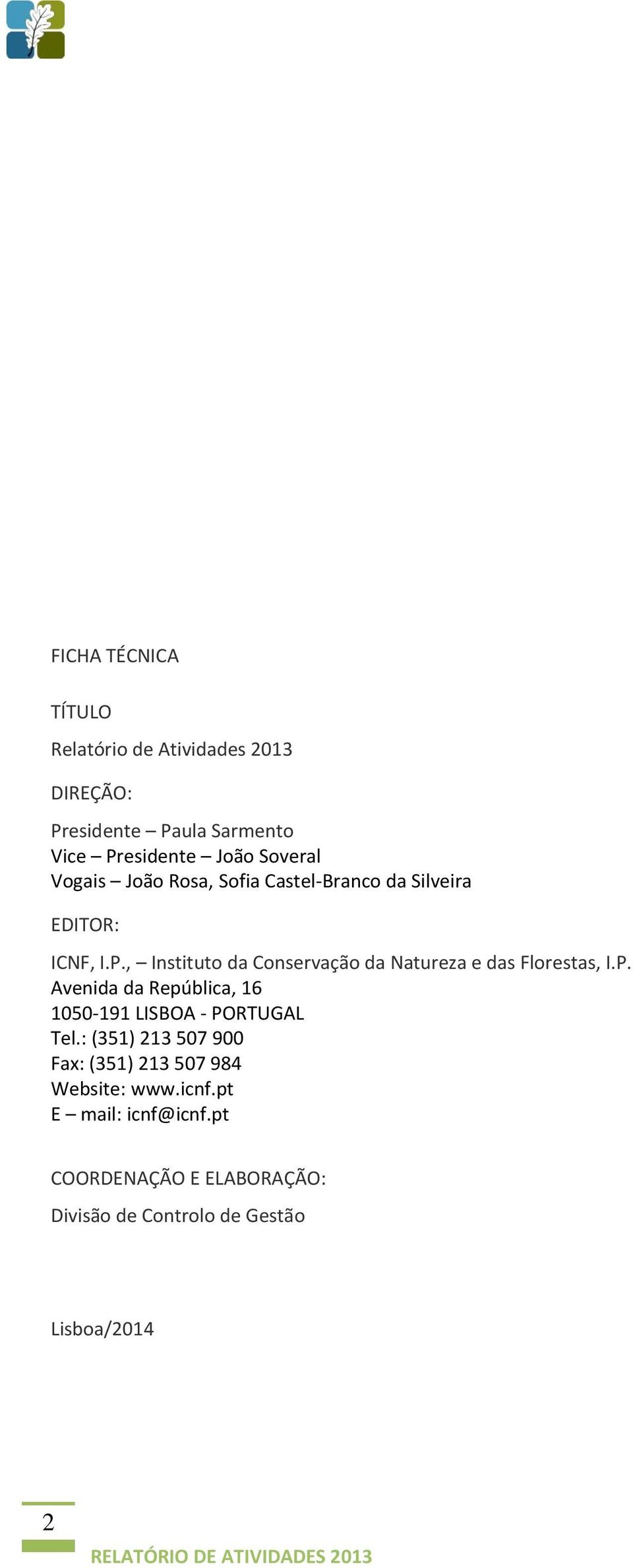 , Instituto da Conservação da Natureza e das Florestas, I.P.