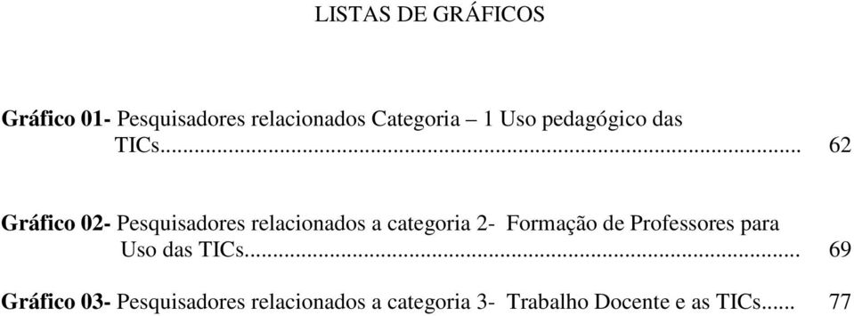 .. 62 Gráfico 02- Pesquisadores relacionados a categoria 2- Formação de