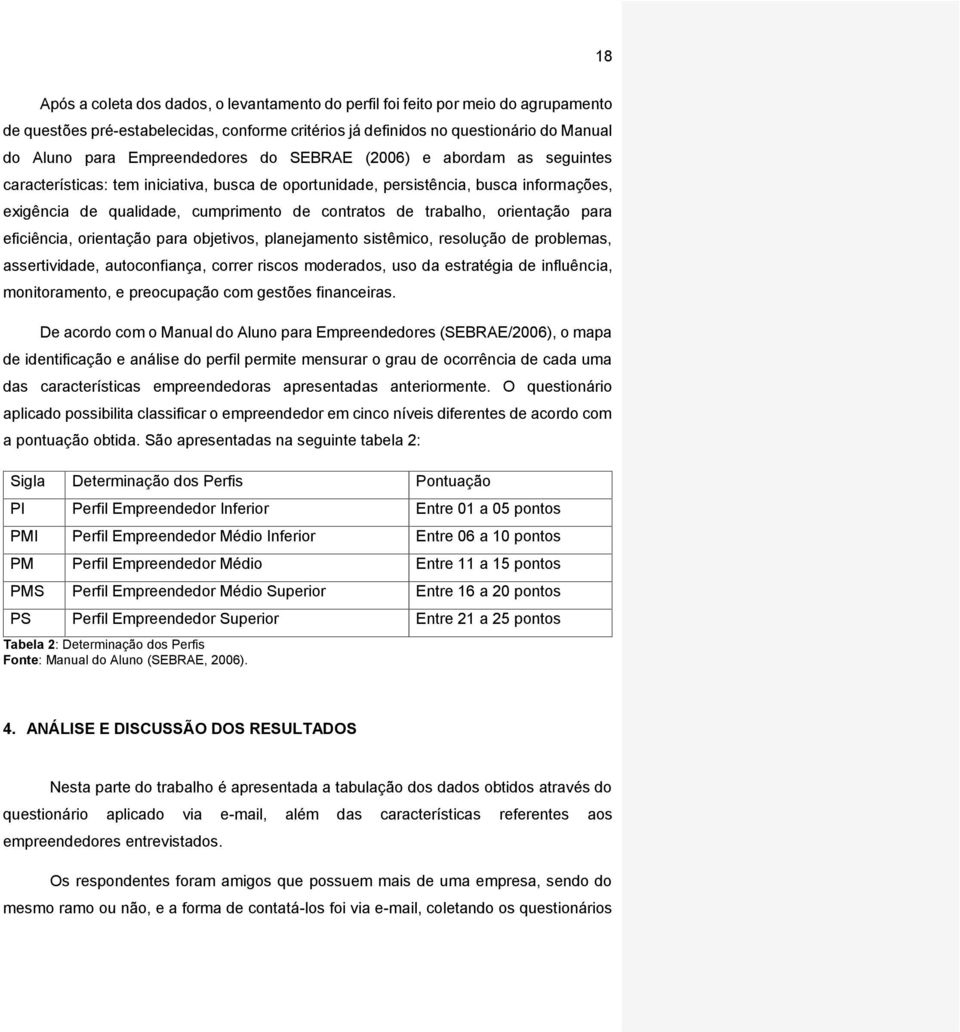 trabalho, orientação para eficiência, orientação para objetivos, planejamento sistêmico, resolução de problemas, assertividade, autoconfiança, correr riscos moderados, uso da estratégia de