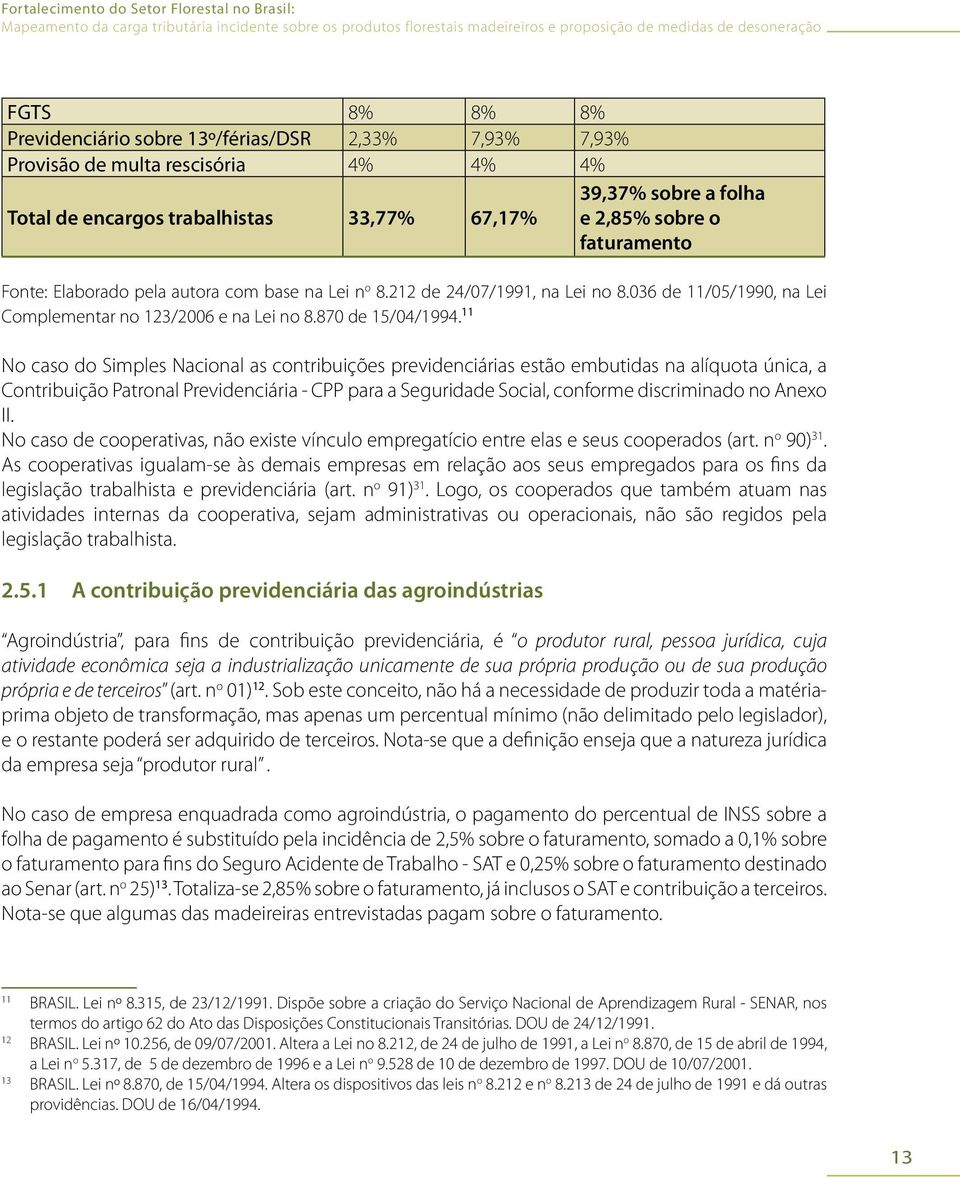 11 No caso do Simples Nacional as contribuições previdenciárias estão embutidas na alíquota única, a Contribuição Patronal Previdenciária - CPP para a Seguridade Social, conforme discriminado no