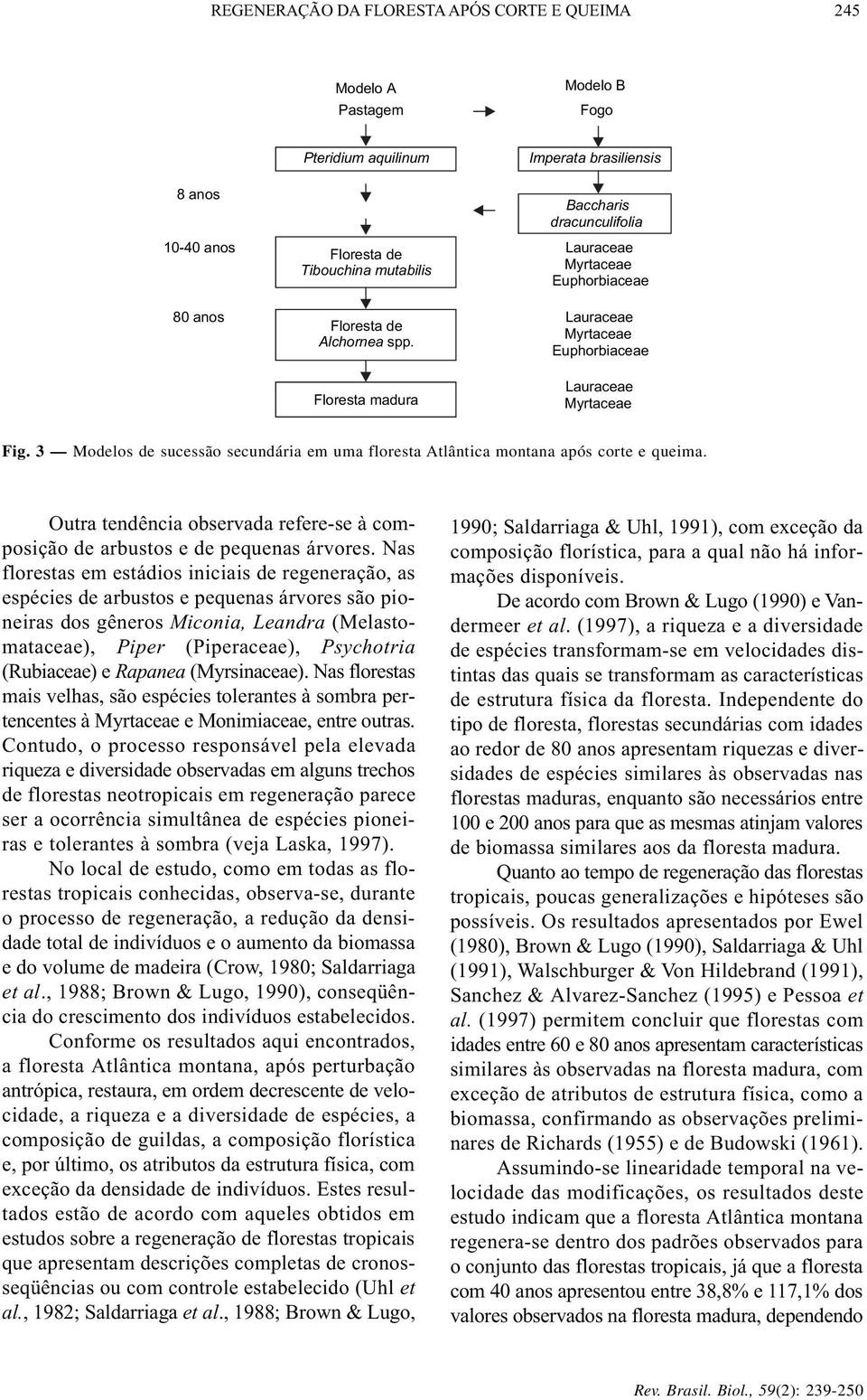 3 Modelos de sucessão secundária em uma floresta Atlântica montana após corte e queima. Outra tendência observada refere-se à composição de arbustos e de pequenas árvores.