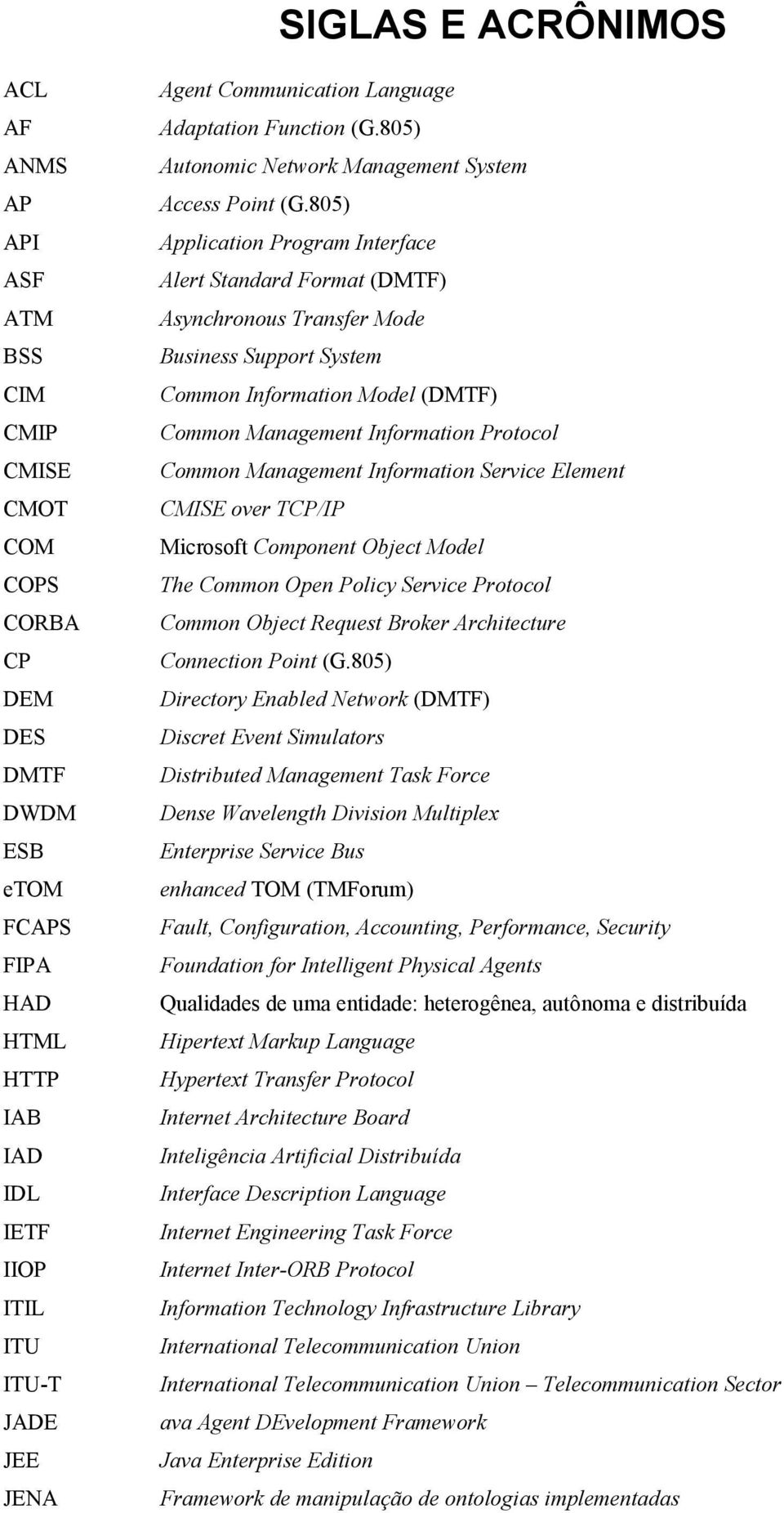 Information Protocol CMISE Common Management Information Service Element CMOT CMISE over TCP/IP COM Microsoft Component Object Model COPS The Common Open Policy Service Protocol CORBA Common Object