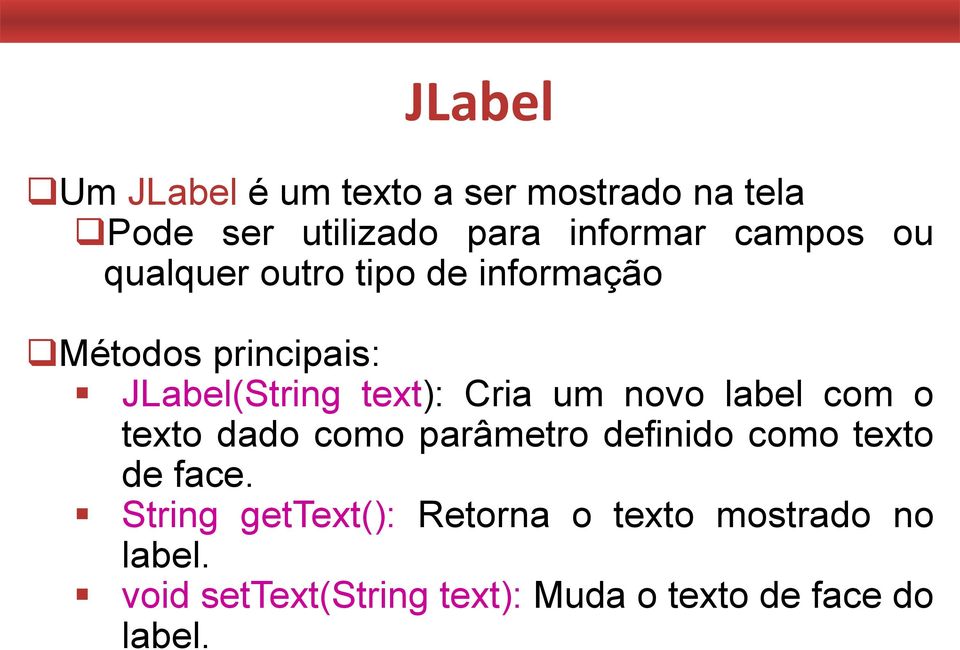 um novo label com o texto dado como parâmetro definido como texto de face.