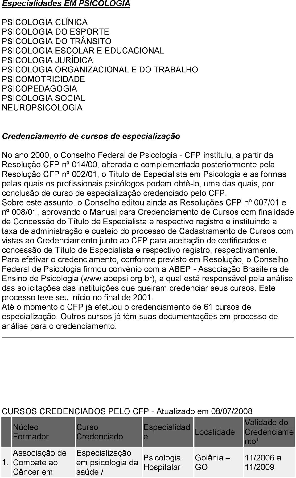 alterada e complentada posteriormente pela Resolução CFP nº 00/0, o Título de Especialista e as formas pelas quais os profissionais psicólogos pod obtê-lo, uma das quais, por conclusão de curso de