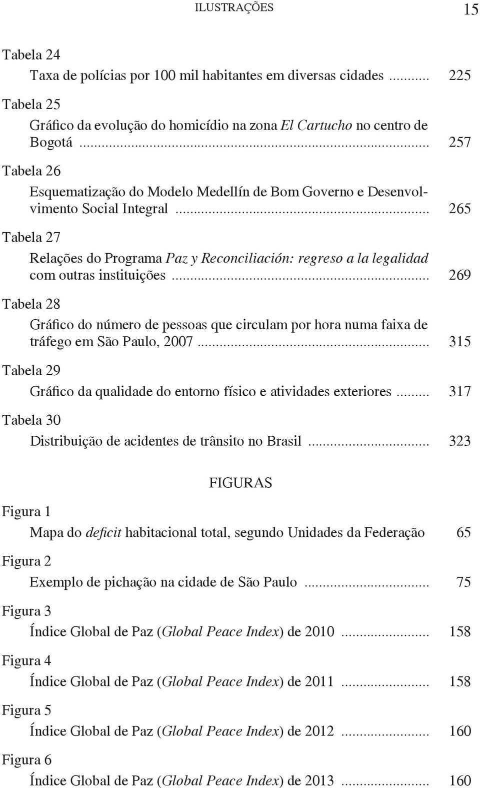 .. 265 Tabela 27 Relações do Programa Paz y Reconciliación: regreso a la legalidad com outras instituições.