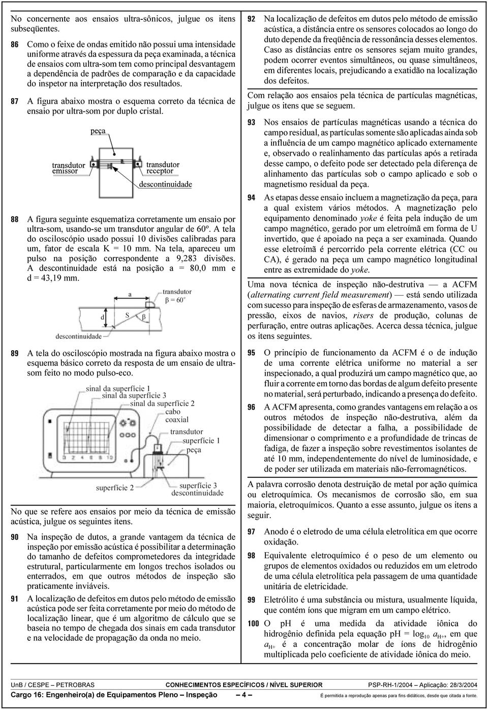 A figura abaixo mostra o esquema correto da técnica de ensaio por ultra-som por duplo cristal.