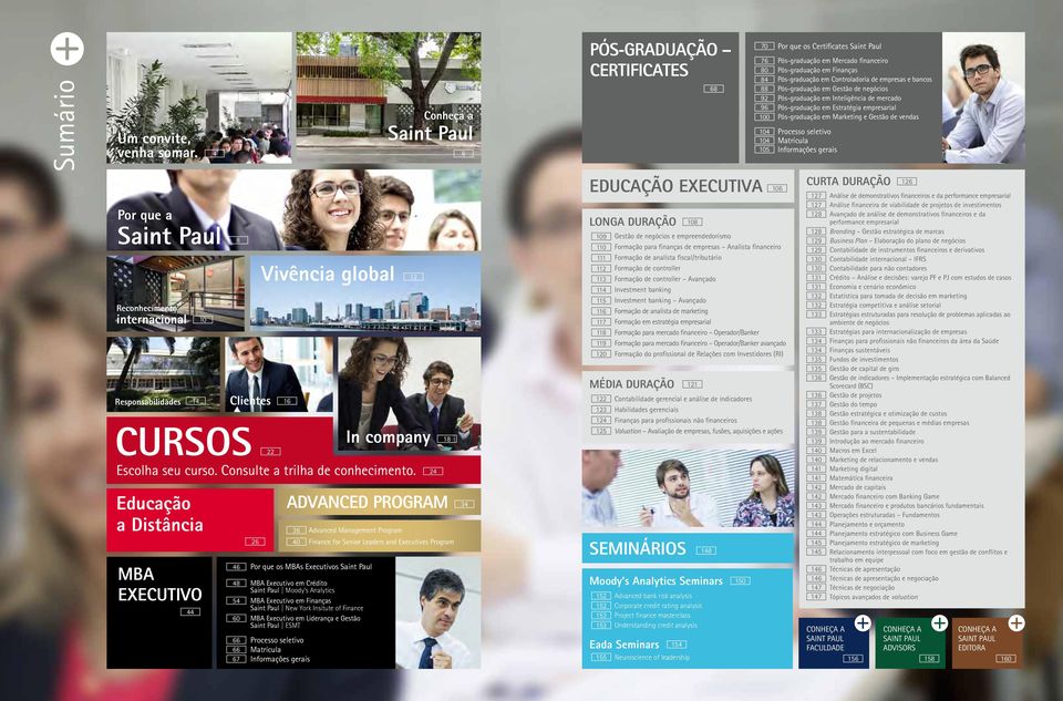 Program Por que os MBAs Executivos Saint Paul MBA Executivo em Crédito Saint Paul Moody s Analytics MBA Executivo em Finanças Saint Paul New York Insitute of Finance MBA Executivo em Liderança e