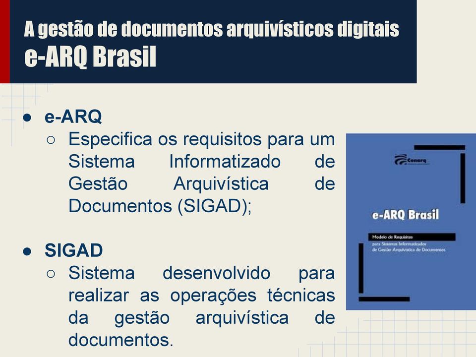 Arquivística de Documentos (SIGAD); SIGAD Sistema desenvolvido