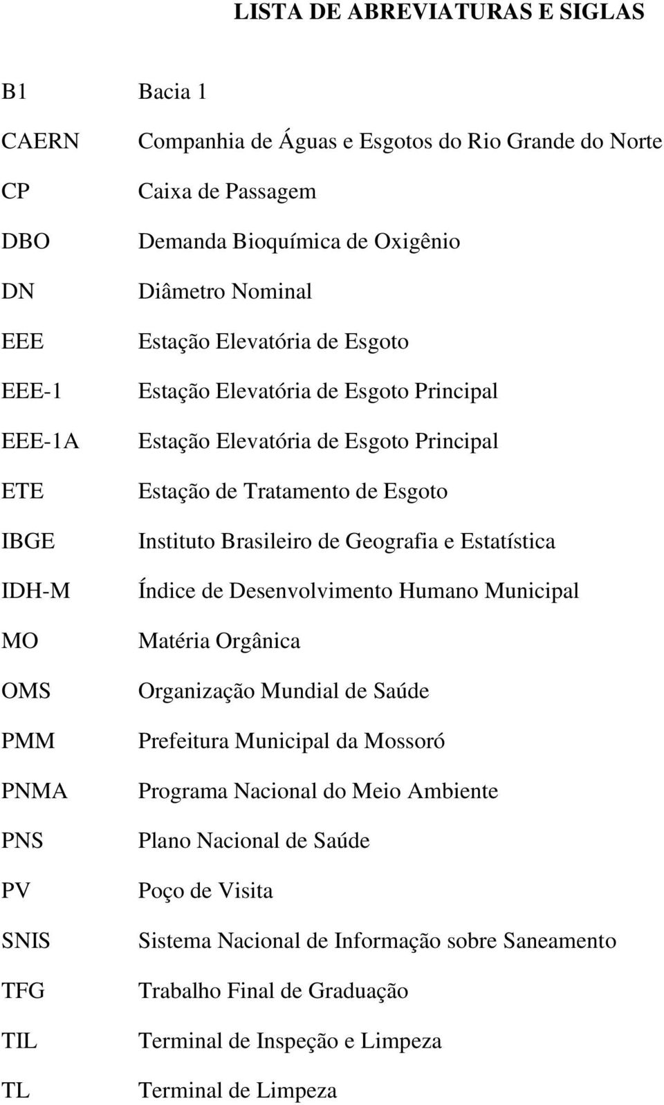 de Esgoto Instituto Brasileiro de Geografia e Estatística Índice de Desenvolvimento Humano Municipal Matéria Orgânica Organização Mundial de Saúde Prefeitura Municipal da Mossoró Programa