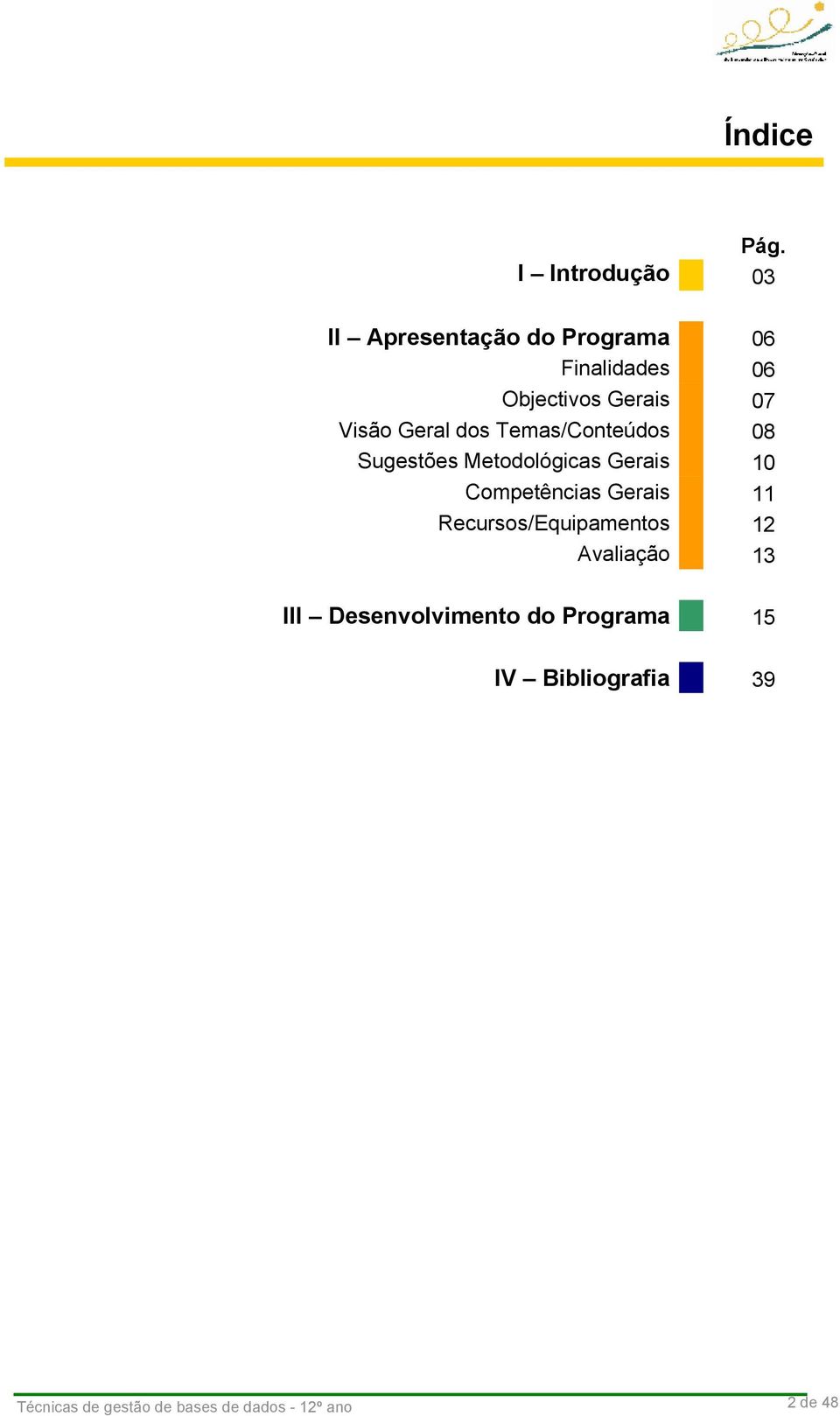 Visão Geral dos Temas/Conteúdos 08 Sugestões Metodológicas Gerais 10 Competências