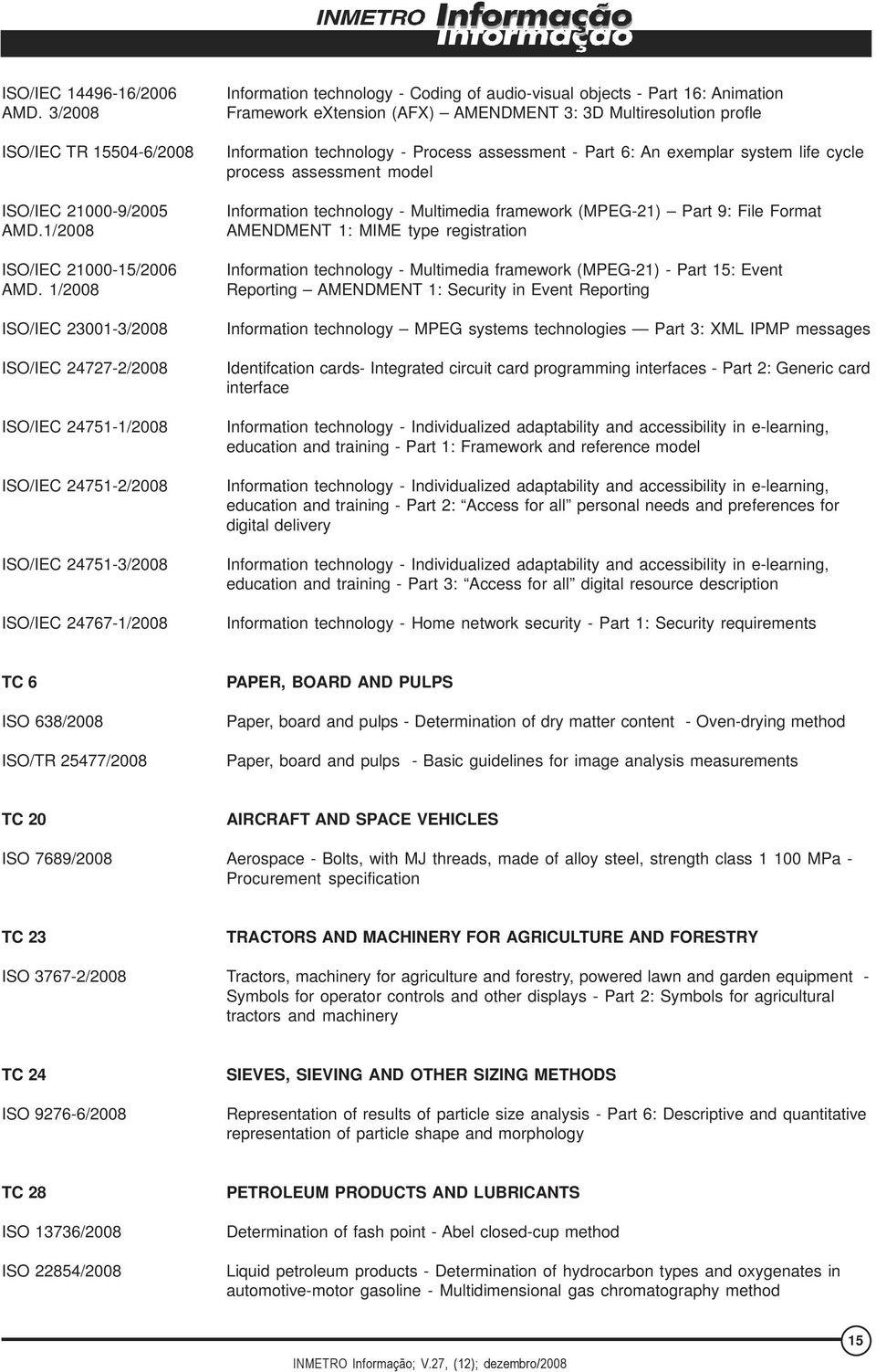 Animation Framework extension (AFX) AMENDMENT 3: 3D Multiresolution profle Information technology - Process assessment - Part 6: An exemplar system life cycle process assessment model Information