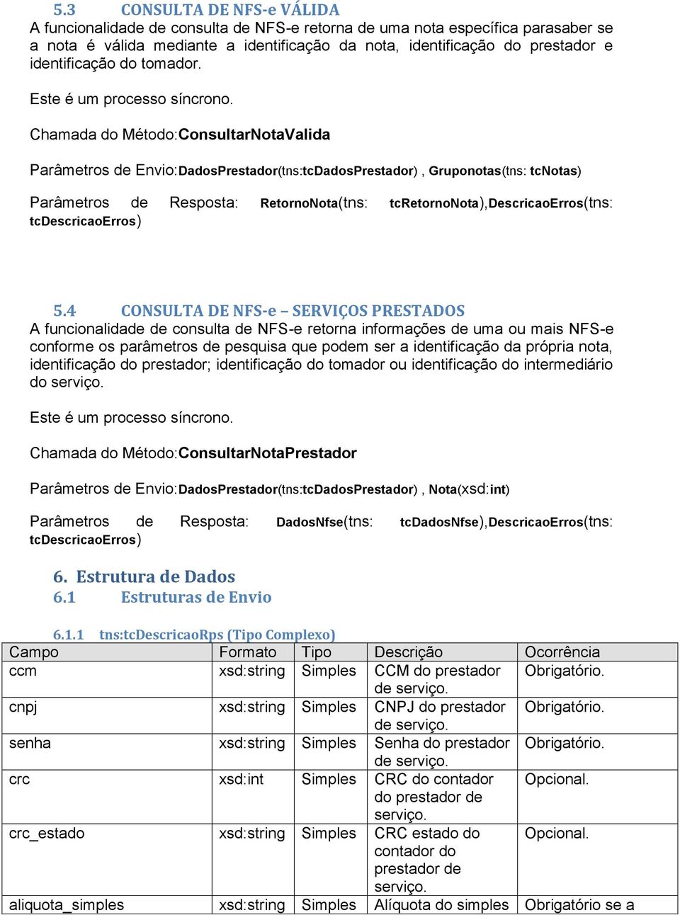 Chamada do Método:ConsultarNotaValida Parâmetros de Envio:DadosPrestador(tns:tcDadosPrestador), Gruponotas(tns: tcnotas) Parâmetros de Resposta: RetornoNota(tns: tcretornonota),descricaoerros(tns: