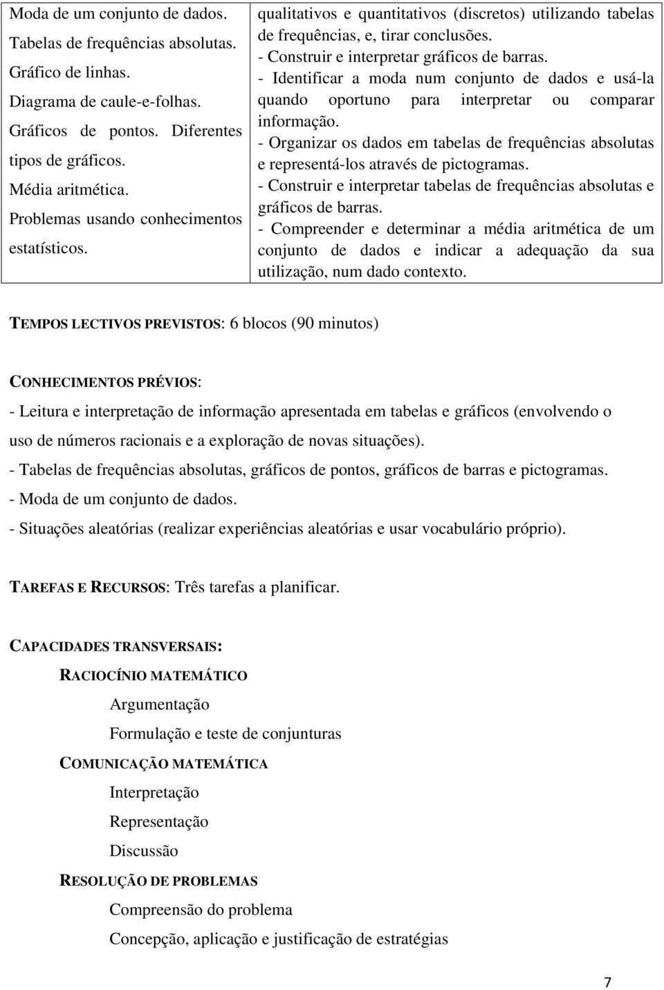 - Identificar a moda num conjunto de dados e usá-la quando oportuno para interpretar ou comparar informação.