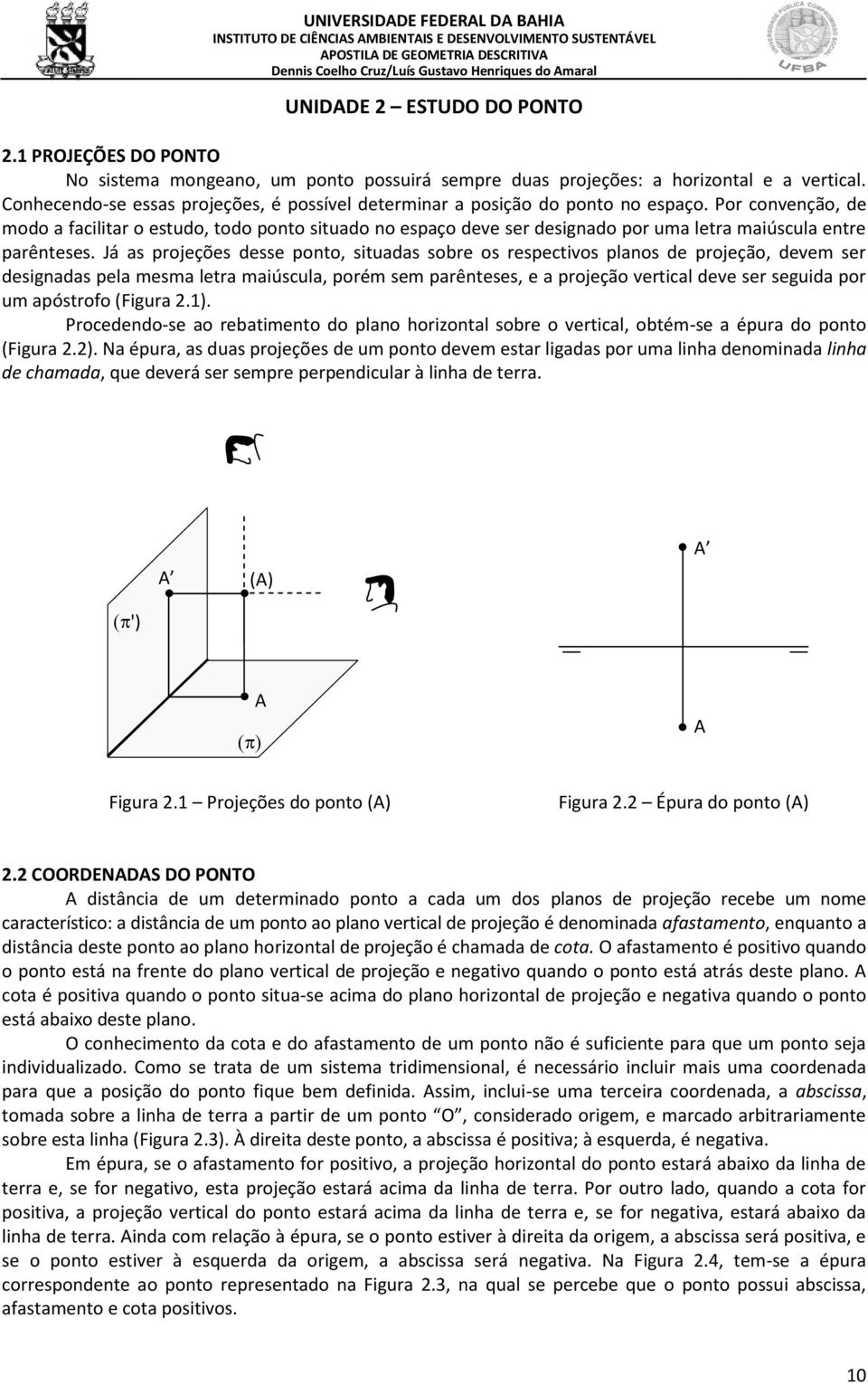 Por convenção, de modo a facilitar o estudo, todo ponto situado no espaço deve ser designado por uma letra maiúscula entre parênteses.