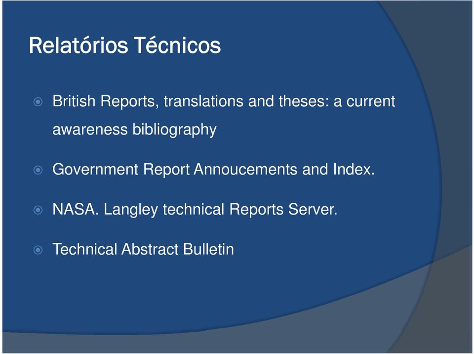 Government Report Annoucements and Index. NASA.